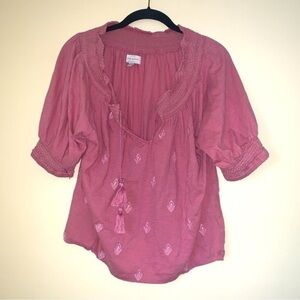 LUCKY Brand Top Blouse Womens Medium Rose Pink  Boho